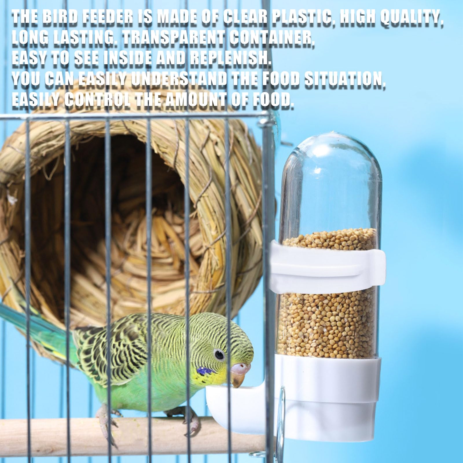 Dosatore d'acqua per uccelli, 2 bottiglie automatiche da 90 ml, per gabbia, pappagalli, in plastica, per pappagalli, accessori per pappagalli, per pappagalli, ecc