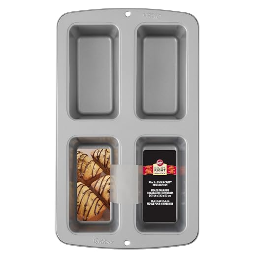 Wilton Recipe Right Non-Stick Mini Loaf Pan, 4-Cavity, Steel