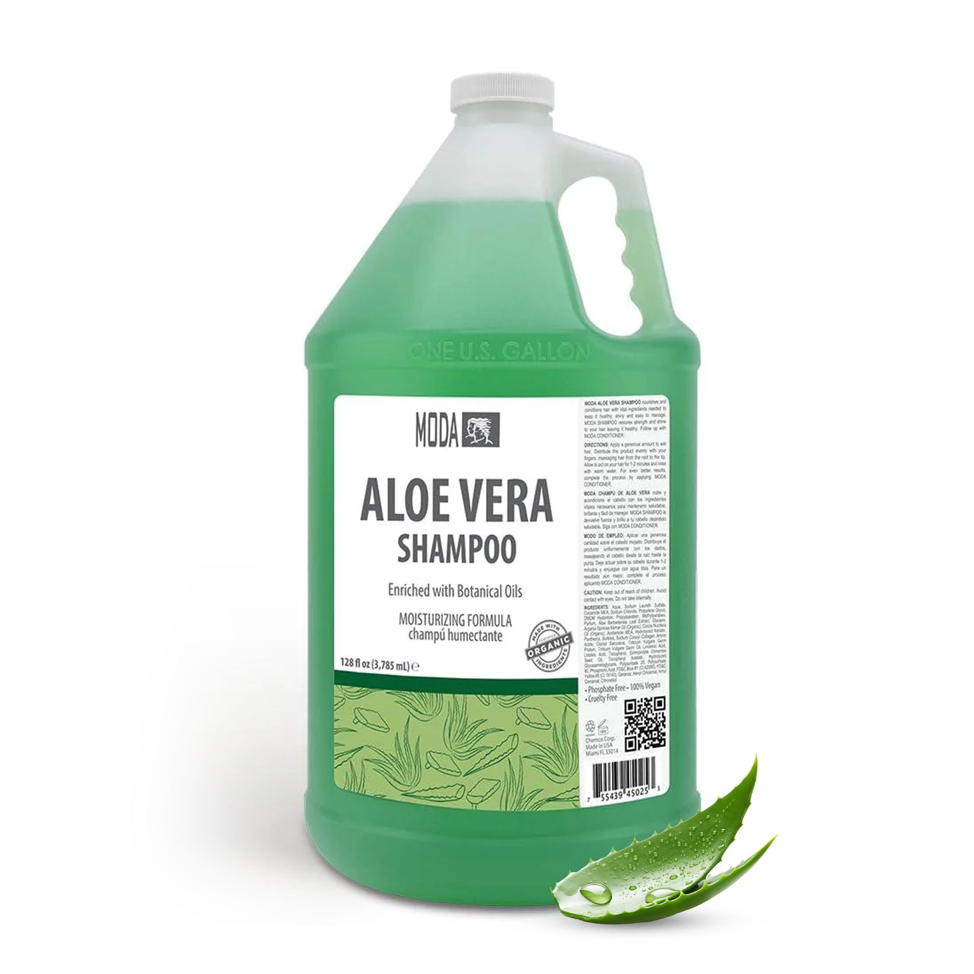 MODAMoisturizing Shampoo for All Hair Types, Aloe Vera, 128 Oz, Professional - Deeply Cleanses and Conditions, Strengthens, Restores and Shine your Hair