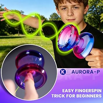 MAGICYOYO K3 Finger Spin Yoyo Professional Yoyo for Kids 8-12 & Adults | Responsive/Unresponsive Yoyo for Beginners & Advanced , Finger Spin Trick Yoyo with 12 Strings, Storage Bag (Pink Purple)