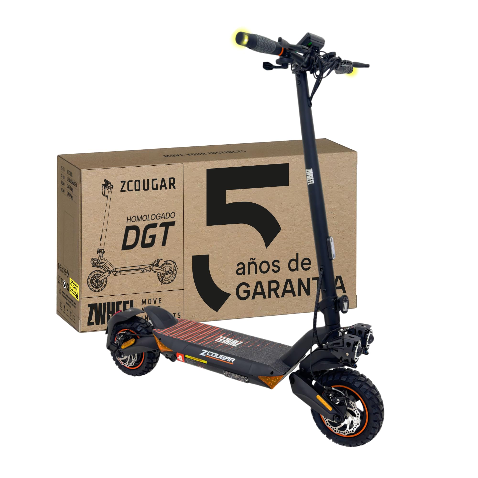 ZWHEEL DGT Approved Adult Electric Scooter - 600W-2000W Max, 35-70 km Autonomy, Brake Regeneration, Double/Quadruple Enhanced Hydraulic Suspension, IP54, Wheels 10" Tubeless - Screen and App