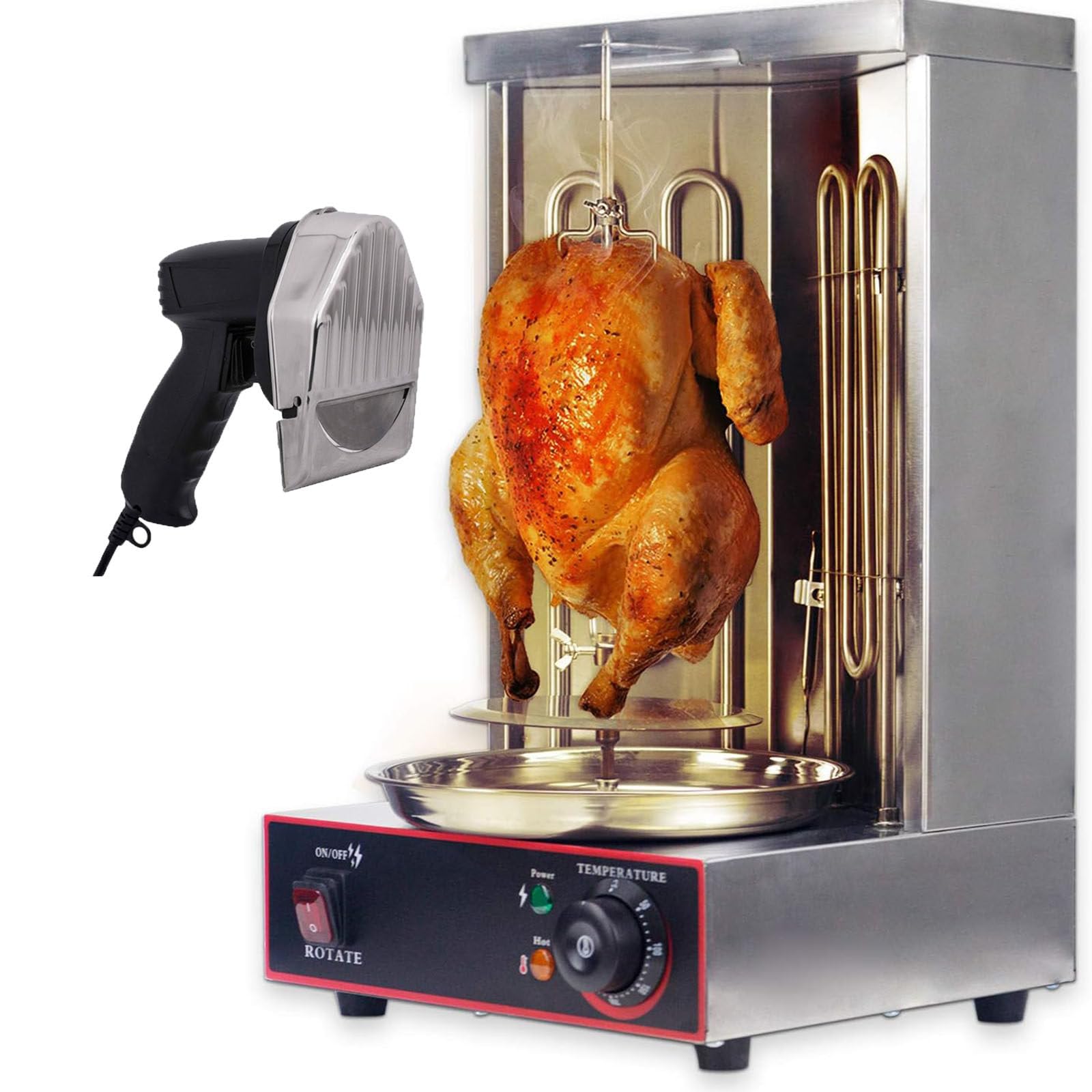 MáQuina para Hacer Shawarma de Pollo Casera, Asador Vertical para Kebab, Asador de Kebab Turco a Gas Propano, Asador para Kebab con Cortador EléCtrico para Kebab,barbecuestove+Cutter