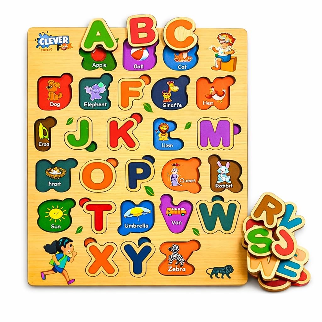 ABC Clever Fox Funlab Wooden Alphabet Puzzle with Interactive Phonics