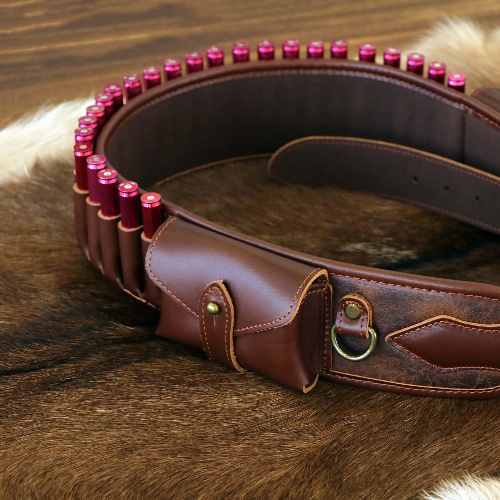 TOURBON Porta cartucce per fucile calibro 410 PU e cintura in pelle Bandoliera per munizioni da 25 colpi
