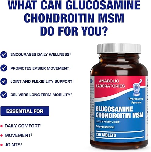 Miniatura 3 de Glucosamina condroitina MSM de alta absorción, fórmula clínica, suplemento de tendón y ligamento articular óseo con condroitina MSM glucosamina, sin