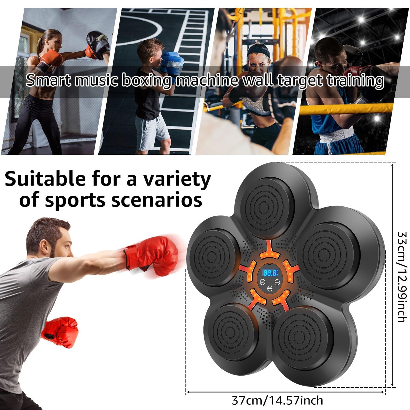Music Boxing Machine, Musica elettronica Boxing Machine, Musica elettronica da parete Attrezzatura per l'allenamento, Divertimento elettronico intelligente Bluetooth montato a parete Boxing Tr