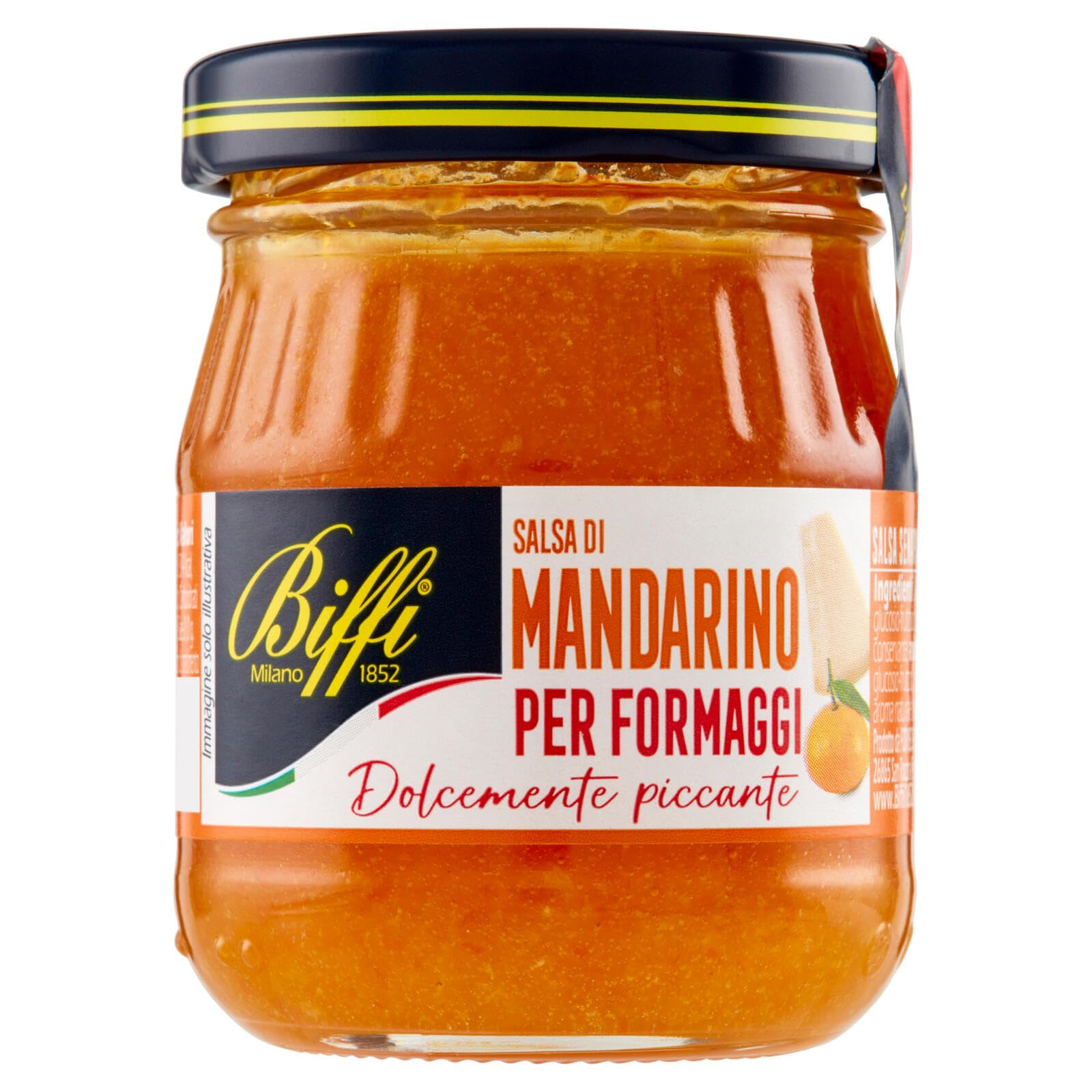 Biffi Salse per formaggi Mandarino, Pera, Fichi Sauces au fromage mandarine, poire, figue – Sucré et épicé 12 x 100 g + Italian Gourmet polpa 400 g