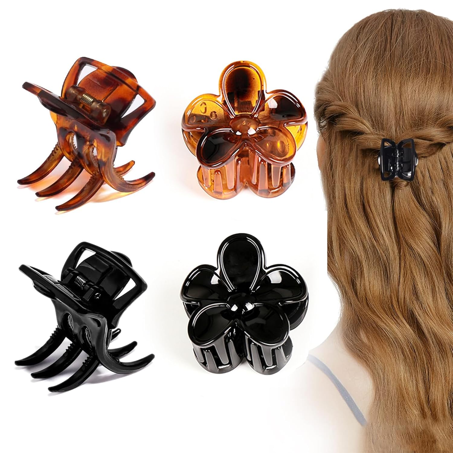 4-Piece Medium Hair Claw Clips - Versatile Hair Accessories