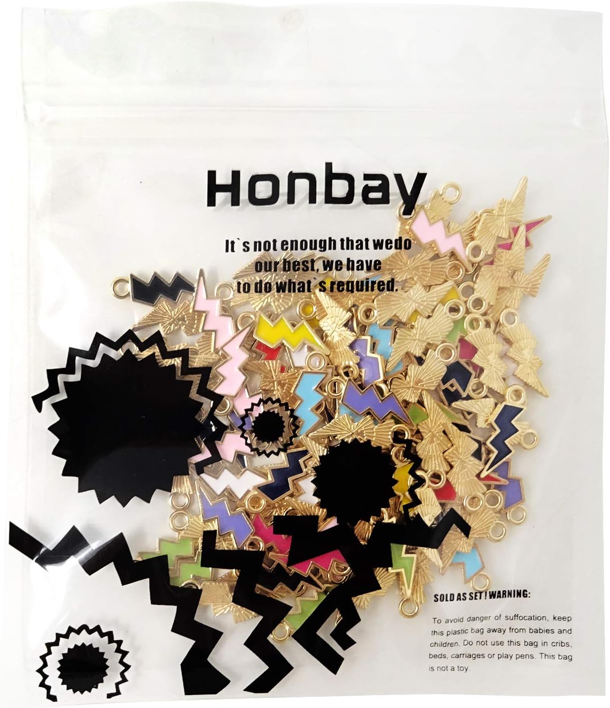 Honbay 100PCS Zinc Alloy Enamel Flash Shape Charms Pendants Lightning Bolt Charms Flash Thunder Pendant for Bracelet Necklace Earrings DIY Jewelry Making Accessories (10 Colors) - Image 6