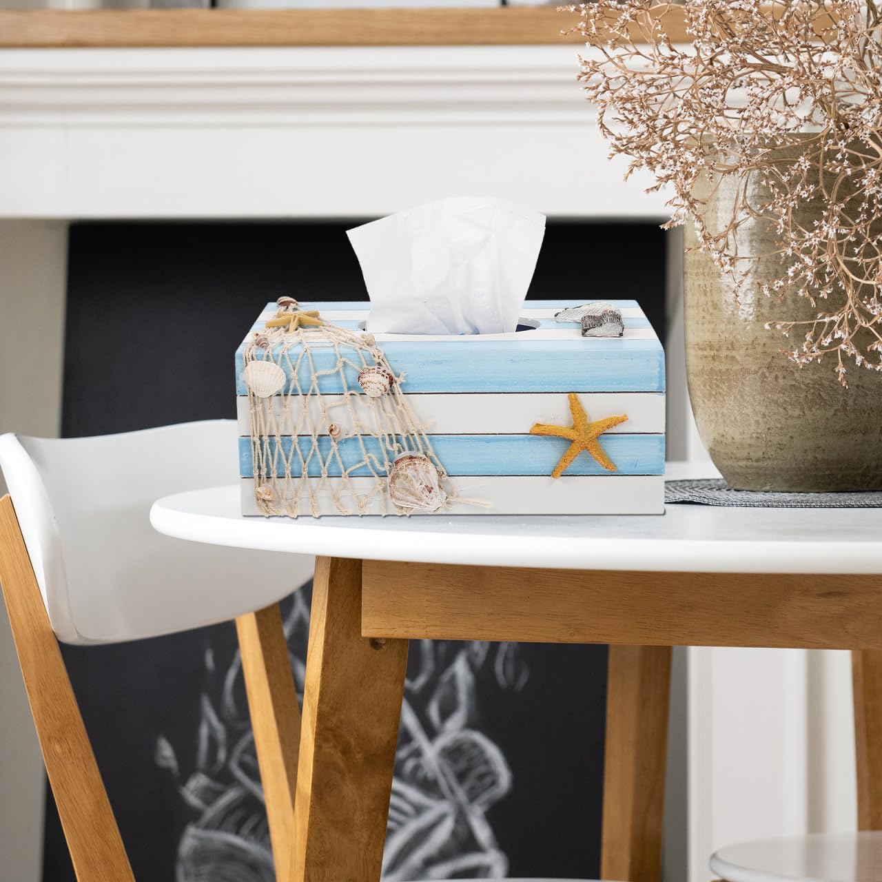 DECHOUS Tissue Box Holder Rectangular Decorative Nautical Tissue Box Cover for Bathroom Vanity - Napkin Dispenser for Living Room Kitchen Countertop Bedroom Dresser