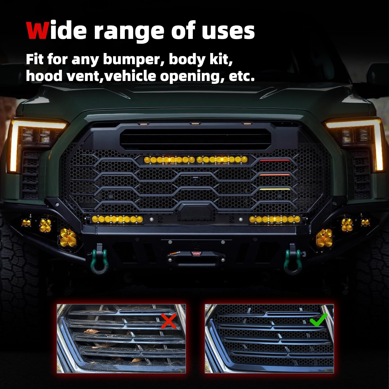 AggAuto Grille universelle en plastique ABS pour pare-chocs de voiture - Trou en nid d'abeille - 119,4 x 40,6 cm - Grilles hexagonales de 10 x 25 mm - Rouge