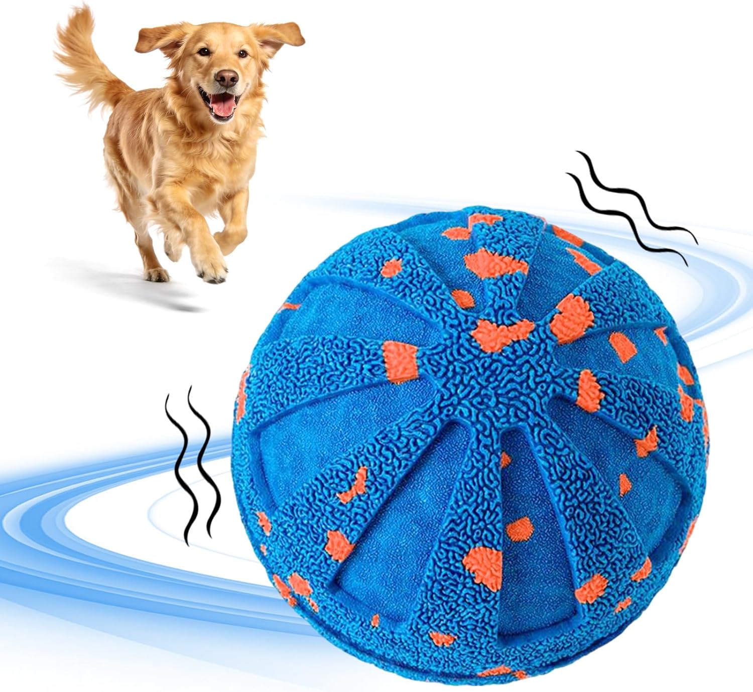 Interactive Dog Ball Toy for Medium Large Dogs, Durable E-TPU Bouncing Ball with Rechargeable Battery, Waterproof for Outdoor Play, Keeps Dogs Engaged (Blue)