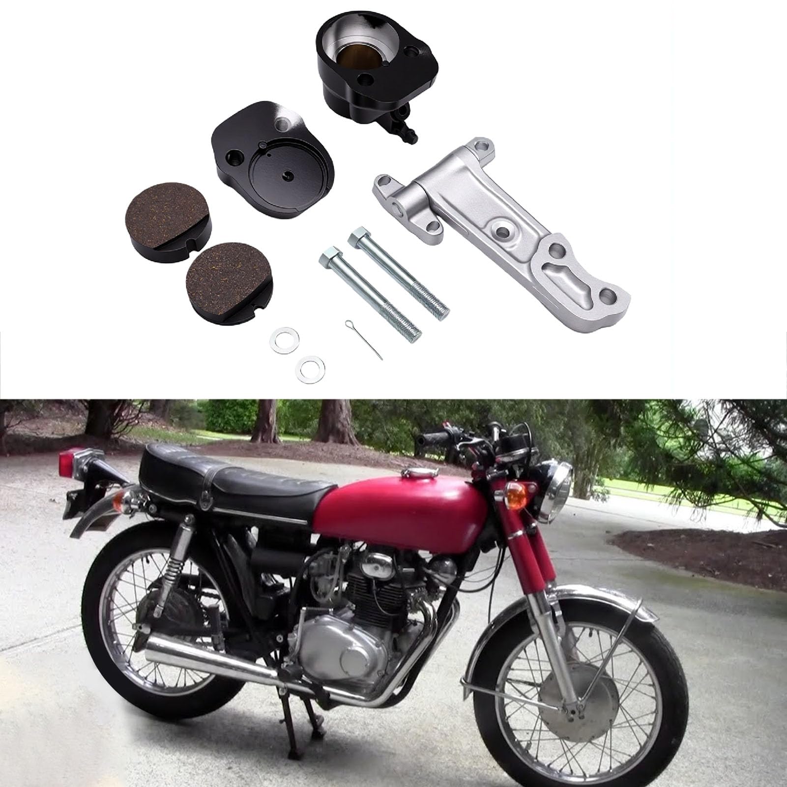 Tbest Zestaw Zacisków Hamulca Przedniego z Klockami Hamulcowymi do Wymiany CB350 CB360 CB500 CB550 45100-390-003