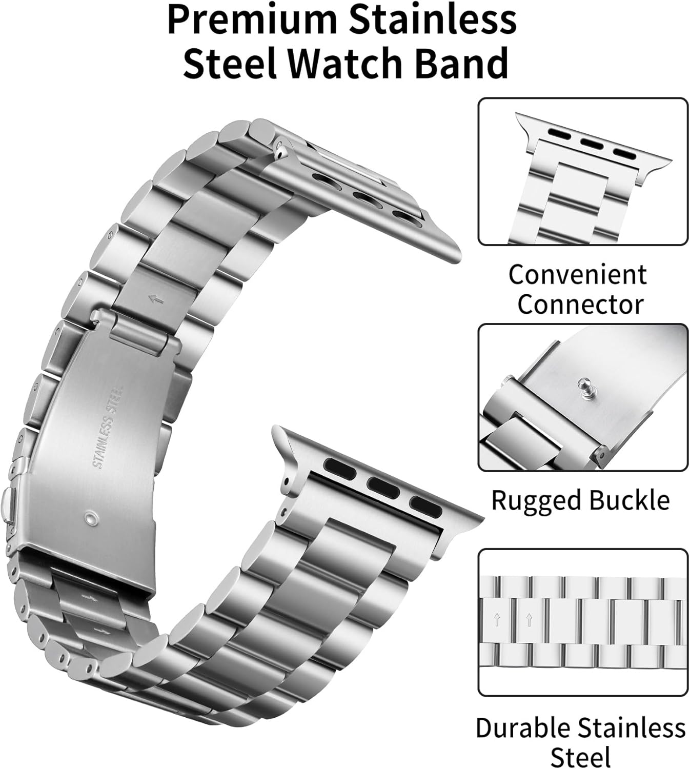 BINLUN Compatible with Apple Watch Band 49mm 46mm 45mm 44mm 42mm 41mm 40mm 38mm Stainless Steel Metal Watch Strap with TPU Watch Case Compatible with iWatch Series Ultra/11/10/9/8/7/SE2/SE/6/5/4/3/2/1