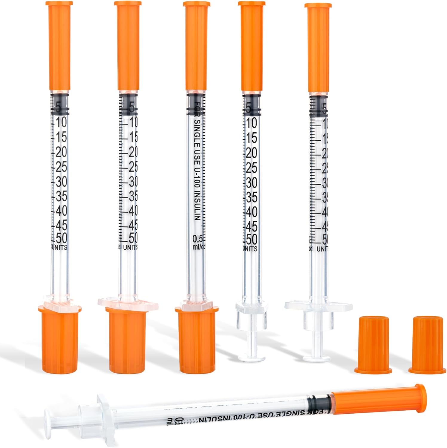 0.5ml Syringe, 31Gauge 6mm Lab Dispensing Syringe, Individual Wrapped Dispensing Tool Plastic Tube, 100Pack