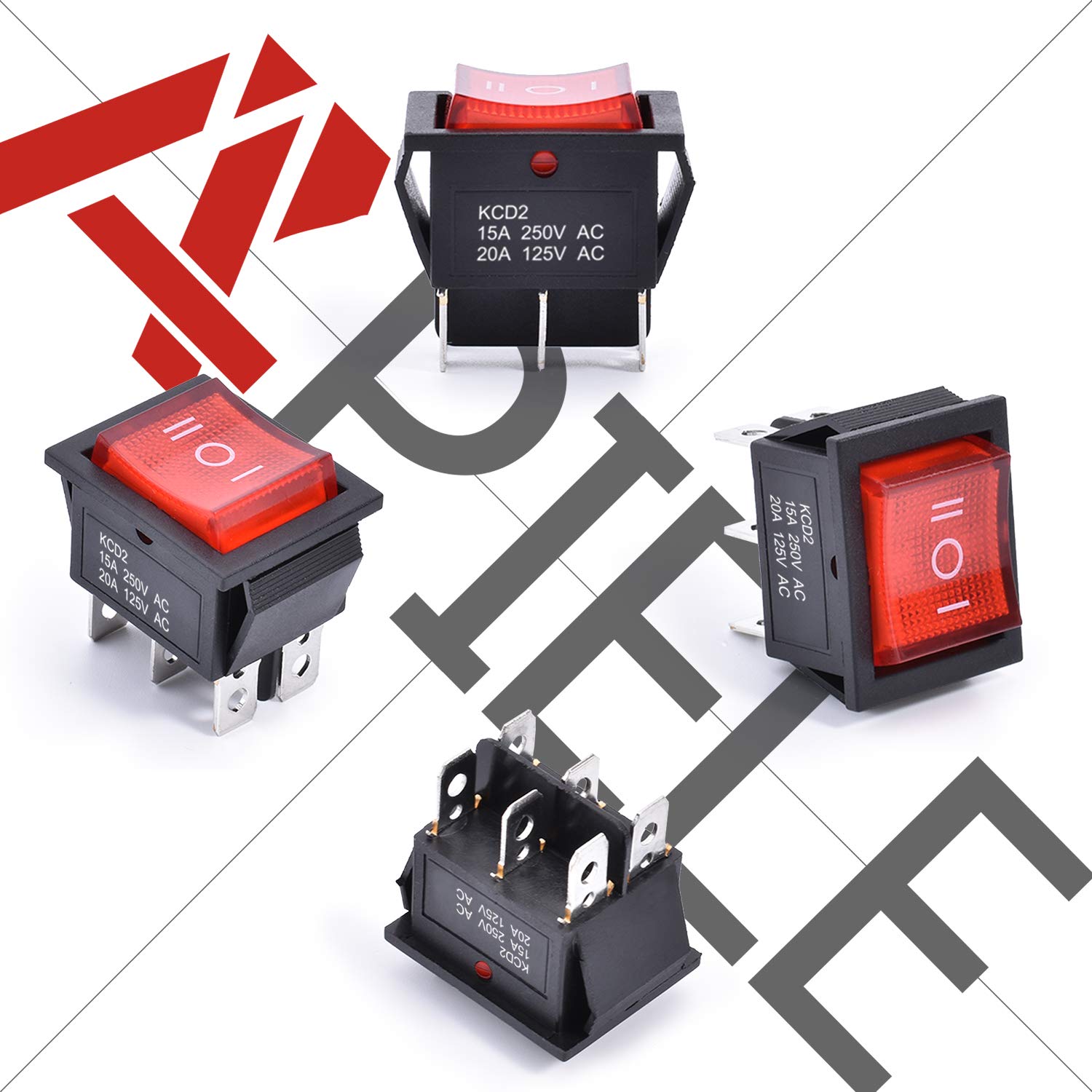 Interruttore A Leva APIELE 3 Posizioni ON/OFF - LED Rosso, DPDT 6 Pin, 250V 16A - Foto 3