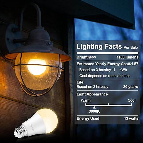 Miniatura 4 de Torkase Bombillas de luz para exteriores del anochecer al amanecer, no requiere temporizador, 12 W (equivalente a 100 W), blanco cálido 3000 K,