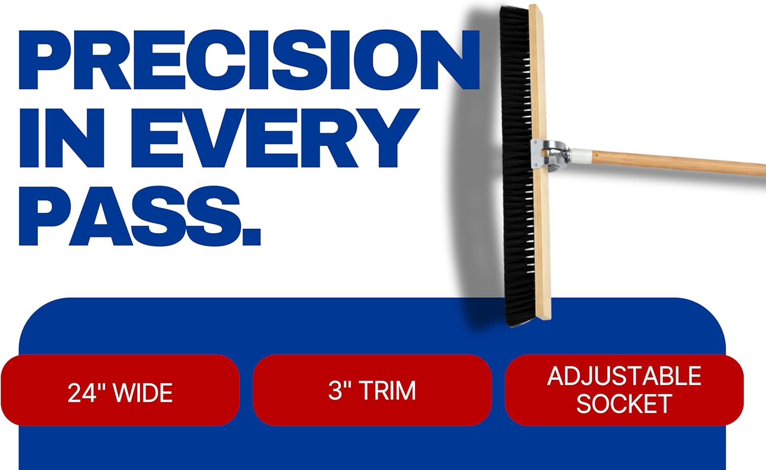 Bon 82-470 Concrete Finish Brush 24" Black Styrene Bristles with Adjustable Handle Socket 3" Trim for Concrete Texturing