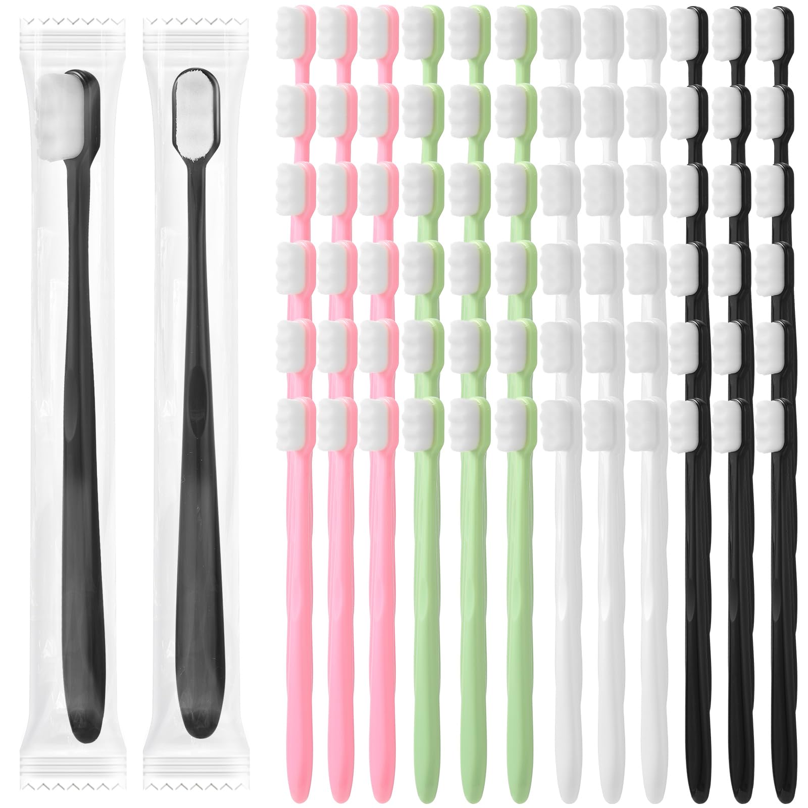 Tticai 80 Pcs 7" 4 Colors Extra Soft Toothbrush Bulk 20, 000 Soft Bristle Toothbrush Compact Micro Nano Toothbrushes Manual Comfort Toothbrush for