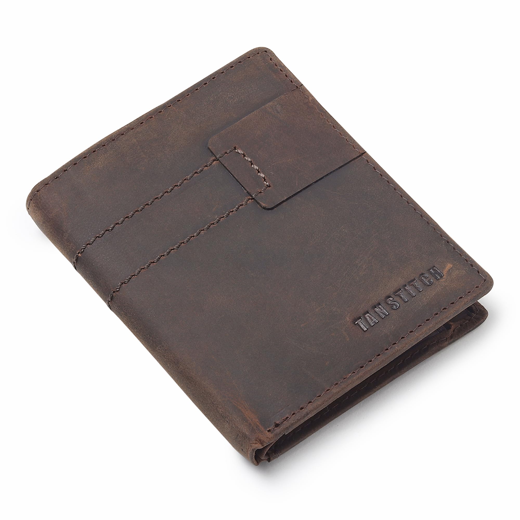TANSTITCH Genuine Leather Slim RFID Wallet Brown