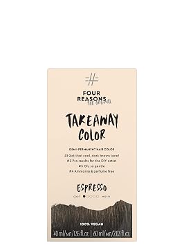 Four Reasons TakeAway Color, Espresso 4.1 - Demi Permanent Hair Color - Cool Dark Brown Hair Dye, Ammonia-Free & Fragrance-Free, Vegan, Natural-Looking Color, At-Home Hair Color Kit