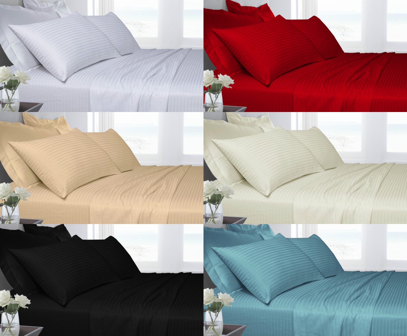 NIGHTZONE NEW Luxurious 100% COTTON T250 Flat Bed Sheets- Sophisticated Bedding FLAT SHEETS with 250 THREAD COUNTS- Satin Stripe on SHEETS- ALL UK SIZES (SUPER KING, T250- CREAM)