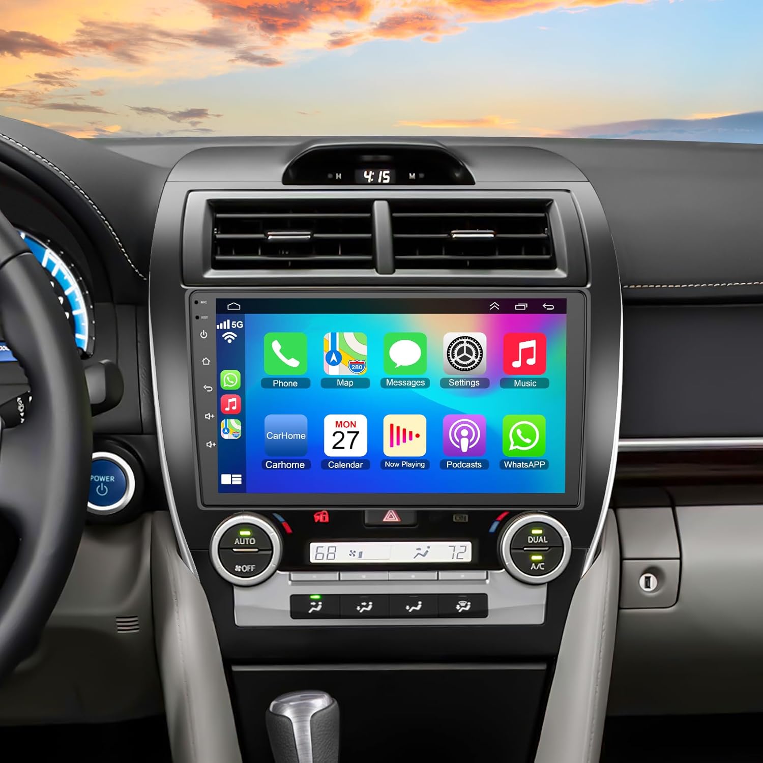 (8Core + 64GB) 10.2 Inch QLED Touch Screen Car Radio for Toyota Camry 2012 2013 2014 with Carplay and Android Auto,Android 13 Camry Stereo Support Bluetooth,WiFi,GPS,FM Radio,Backup Camera & SWC