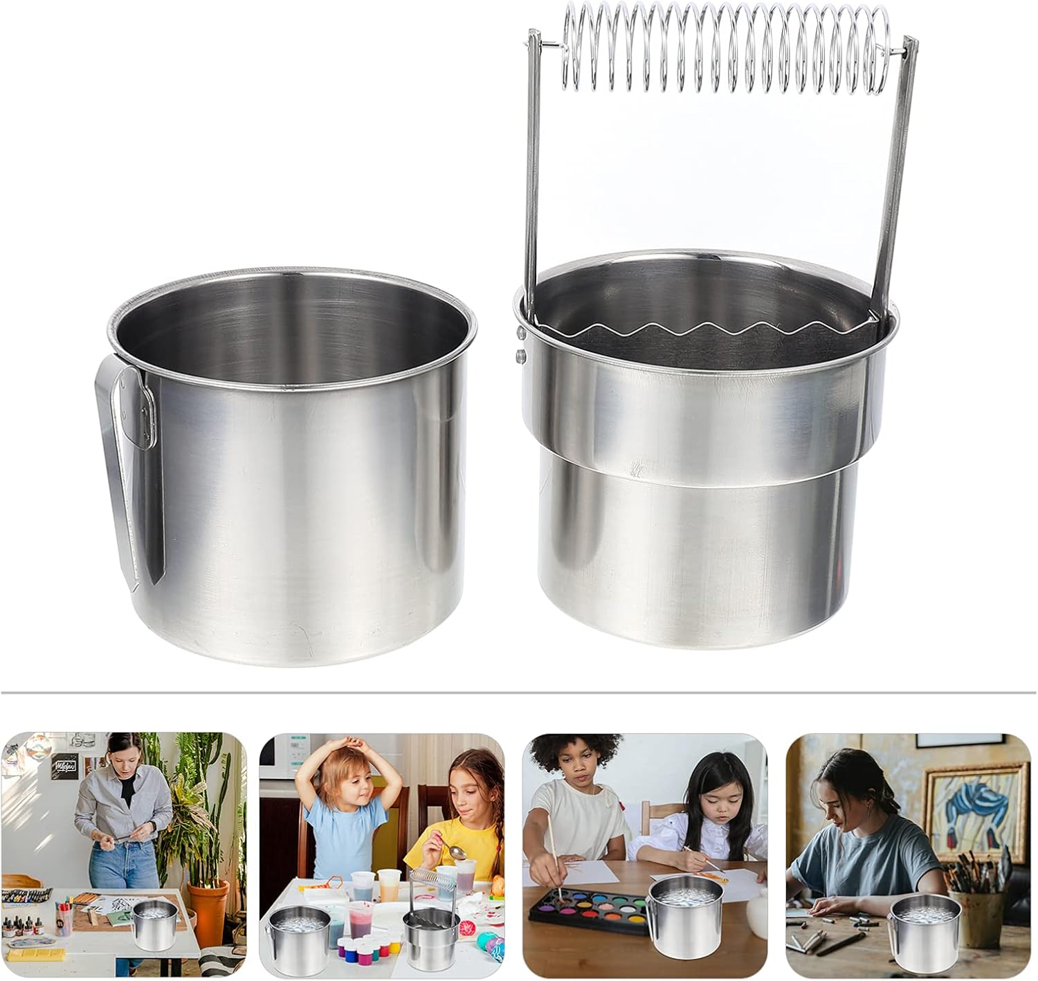 Stainless Steel Paint Brush Washer Portable Artist Brush Cleaning Basin Double Filtration Compact Design for Efficient Pen Cleaning for Oil Painting Supplies