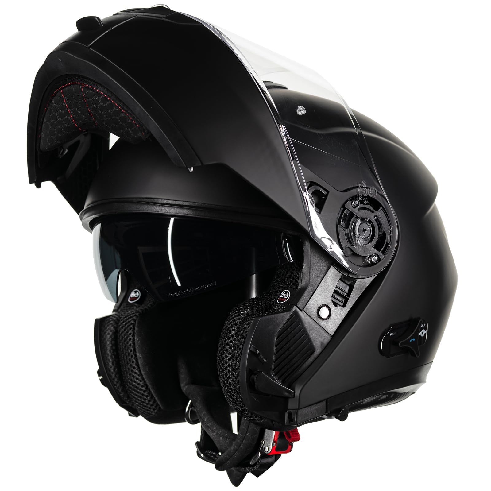 ILM Bluetooth Motorradhelm Klapphelm Modular Integralhelm Intercom für 2-3 Fahrer Doppelvisier mit Sturmhaube ECE22.06 Modell 159BT