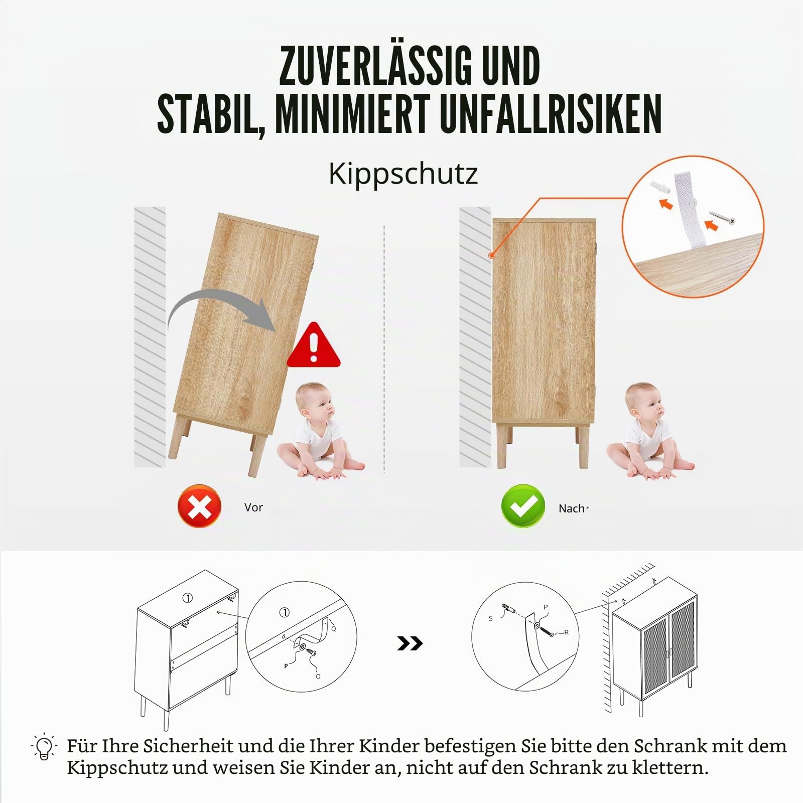 VEVOR Rattanschrank Rattankommode Aufbewahrungsschrank mit 2 magnetischen Türen & verstellbaren Regalen & Griffen, Sideboard-Buffetschrank für Flur Eingangsbereich Wohnzimmer Küche Flur
