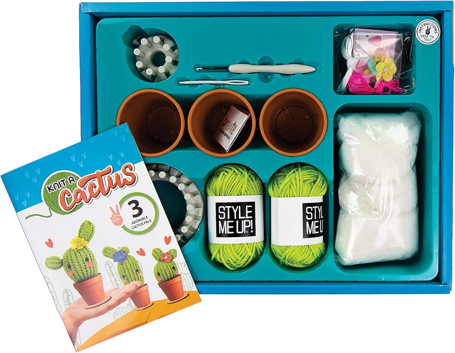 Style Me Up: Knit a Cactus - Fun Kids Knitting Project, Designed for Beginners, DIY Kit Helps Aid the Development of Loom Knitting Skills, For Ages 8 and up