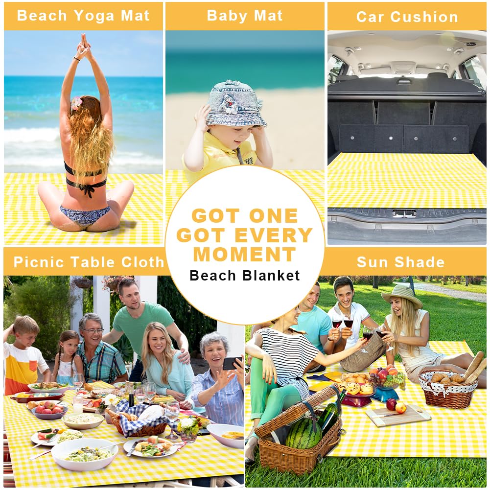 Ainiv Coperta Picnic Impermeabile 140x200cm Tappeto da Spiaggia Anti Sabbia Pieghevole con Picchetti
