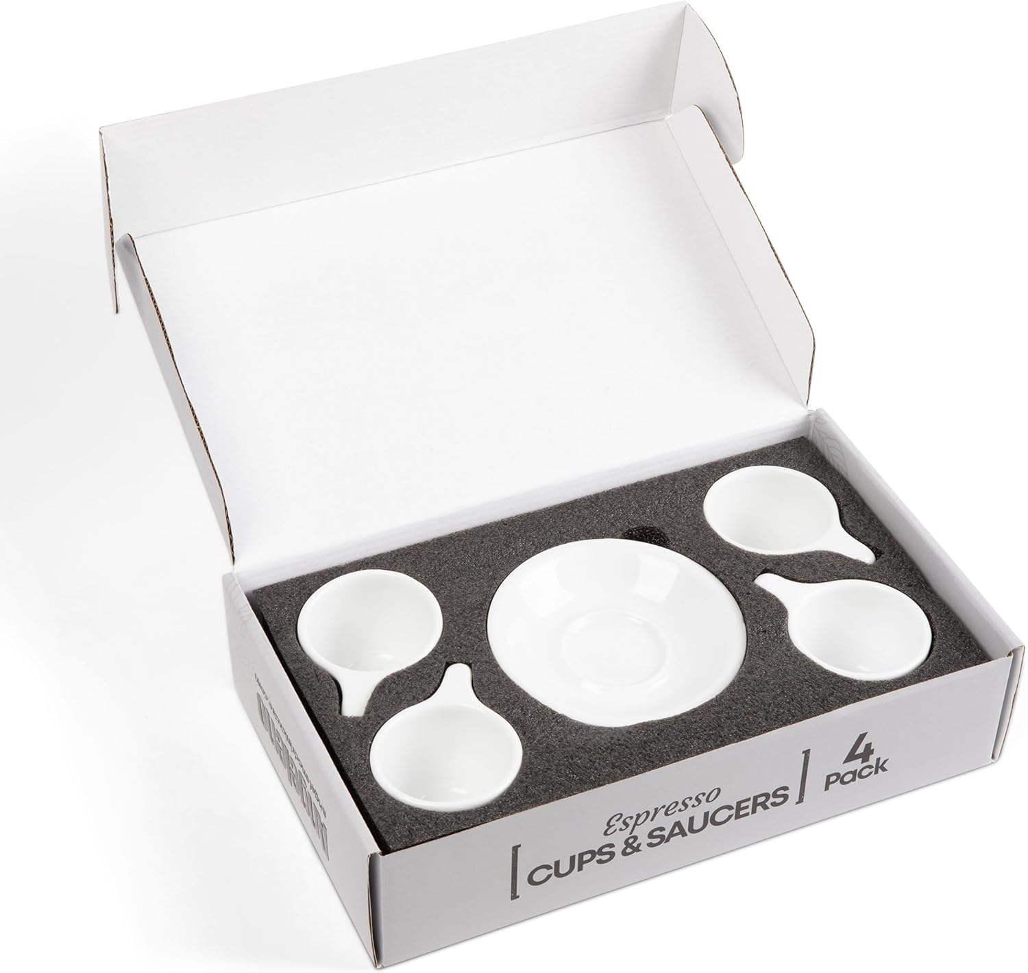 ANGELENO Coffee Espresso Cups Set of 4, 2.7oz Porcelain Ceramic Demitasse Cups, White (4-Pack)