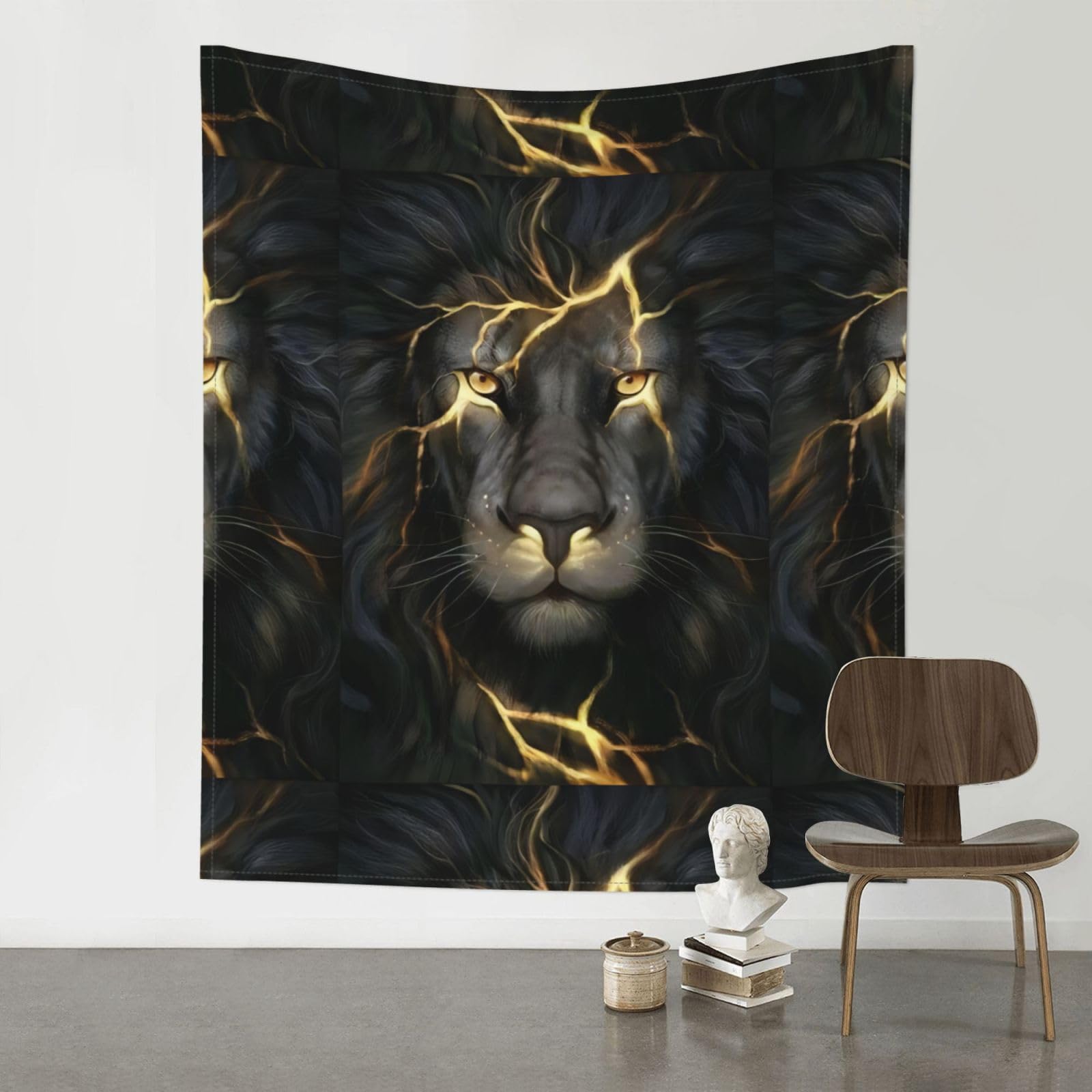 WHJSHOP Cool Lion Prints Original Wall Tapestry 60x51in – Boho Throw Blanket for Dorm Decor, Beach Picnic, & Bedroom Layering