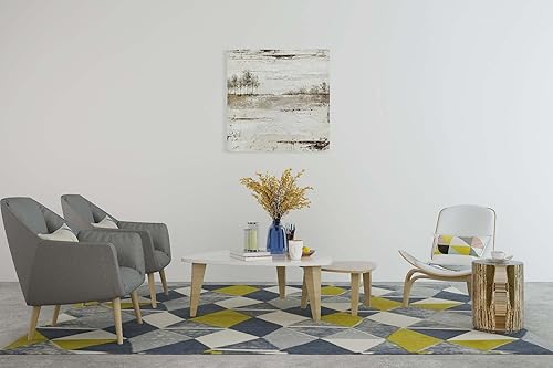 Miniatura 4 de Yihui Arts Arte de pared de árbol rústico de granja, pintura de paisaje pintada a mano con detalles de lámina dorada y lienzo cuadrado texturizado,