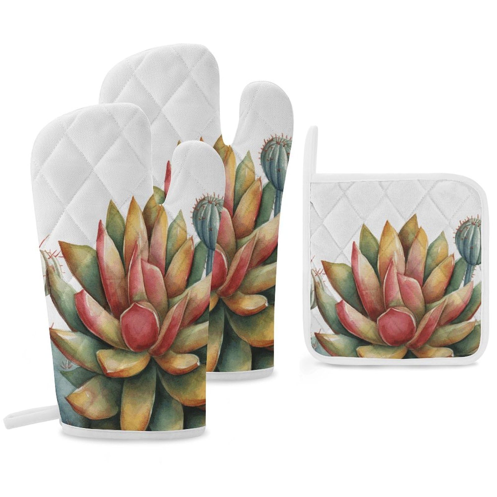 Gants de cuisine succulentes aquarelle pour réussir toutes vos pâtisseries créatives en famille
