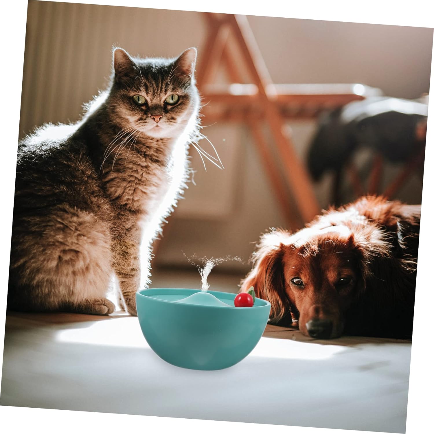 USB Cherry Ceramic Cat Water Fountain Automatic Circulating PET Water Dispenser for Indoor Use