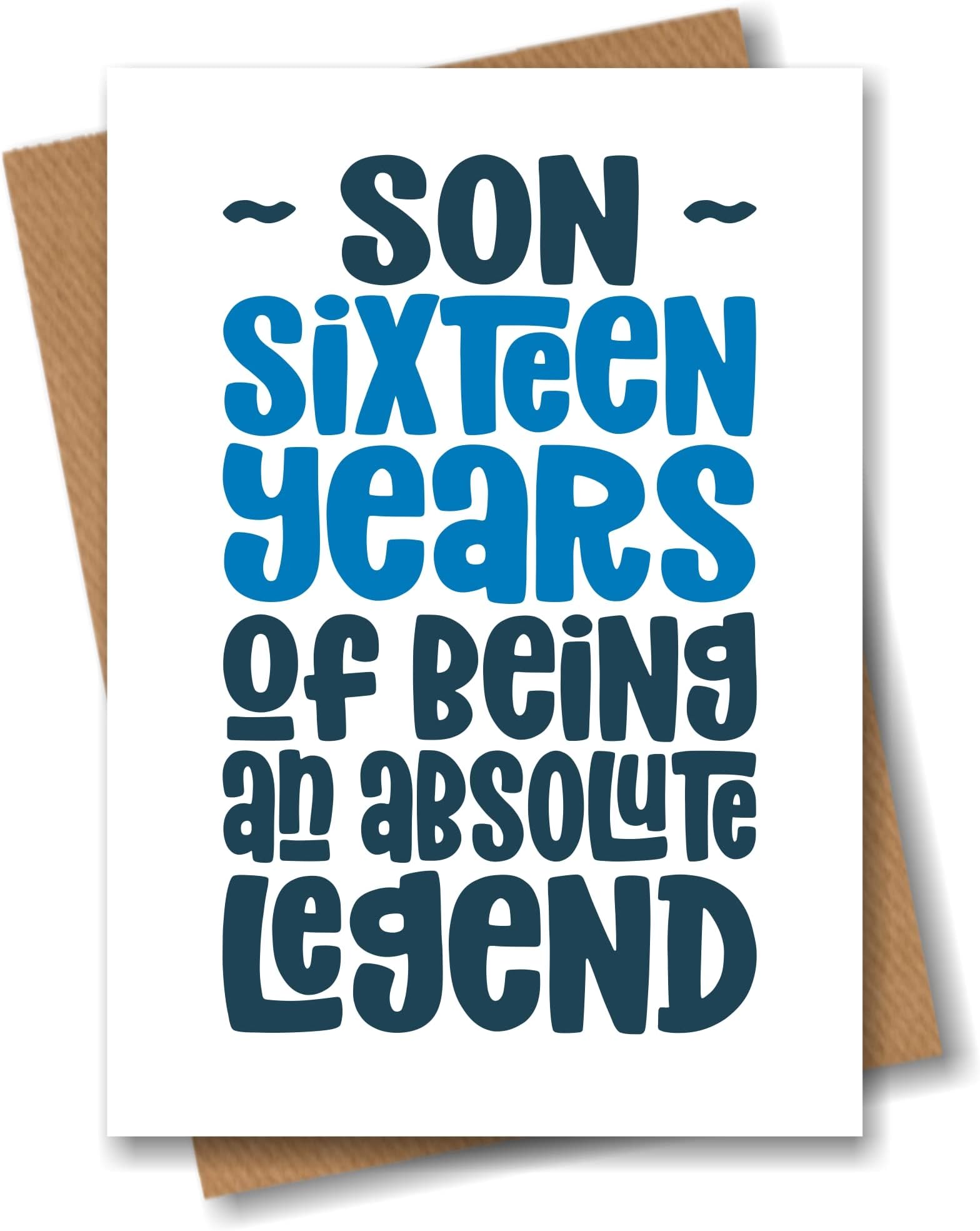 Gadgeo Son 16th Birthday Card for Son - Sixteen Years of Being an Absolute Legend 16