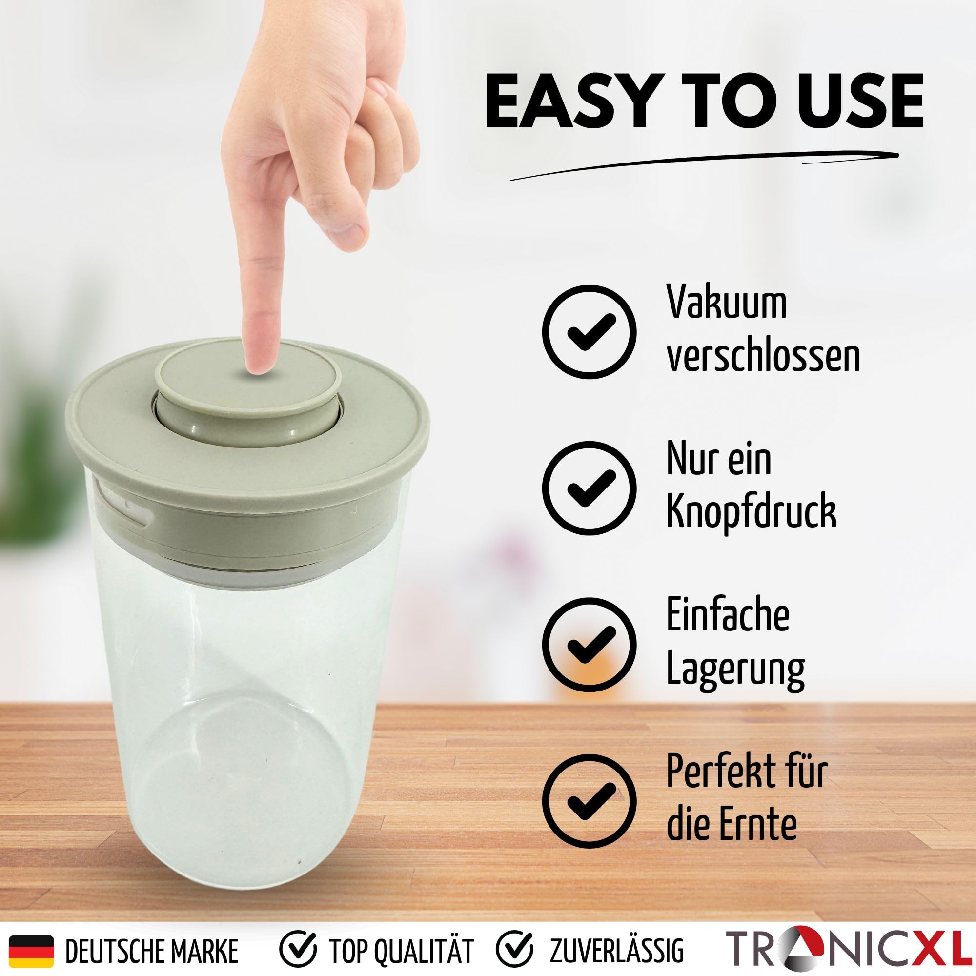 TronicXL 2 x 1 litro XXL sottovuoto per erbe borosilicate, in vetro da 1000 ml, ermetico, contenitore in vetro con coperchio, compatibile con Boveda, confezione da 58%