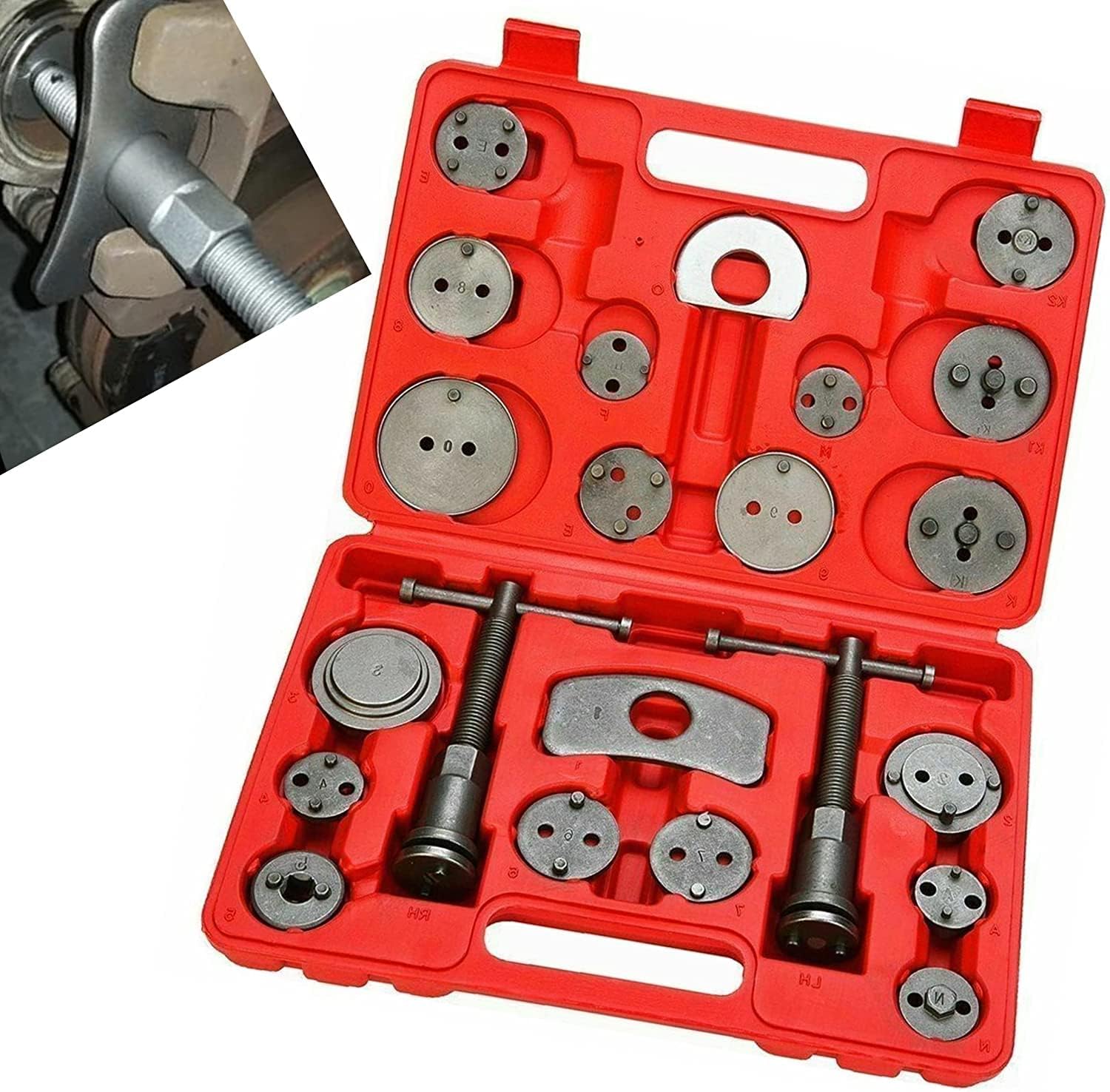 VLAND Universal Car Disc Brake Caliper Piston Rewind Tool Set, Compressor Wind Back Repair Tool Kit for Cars Brake Pad 22PCS