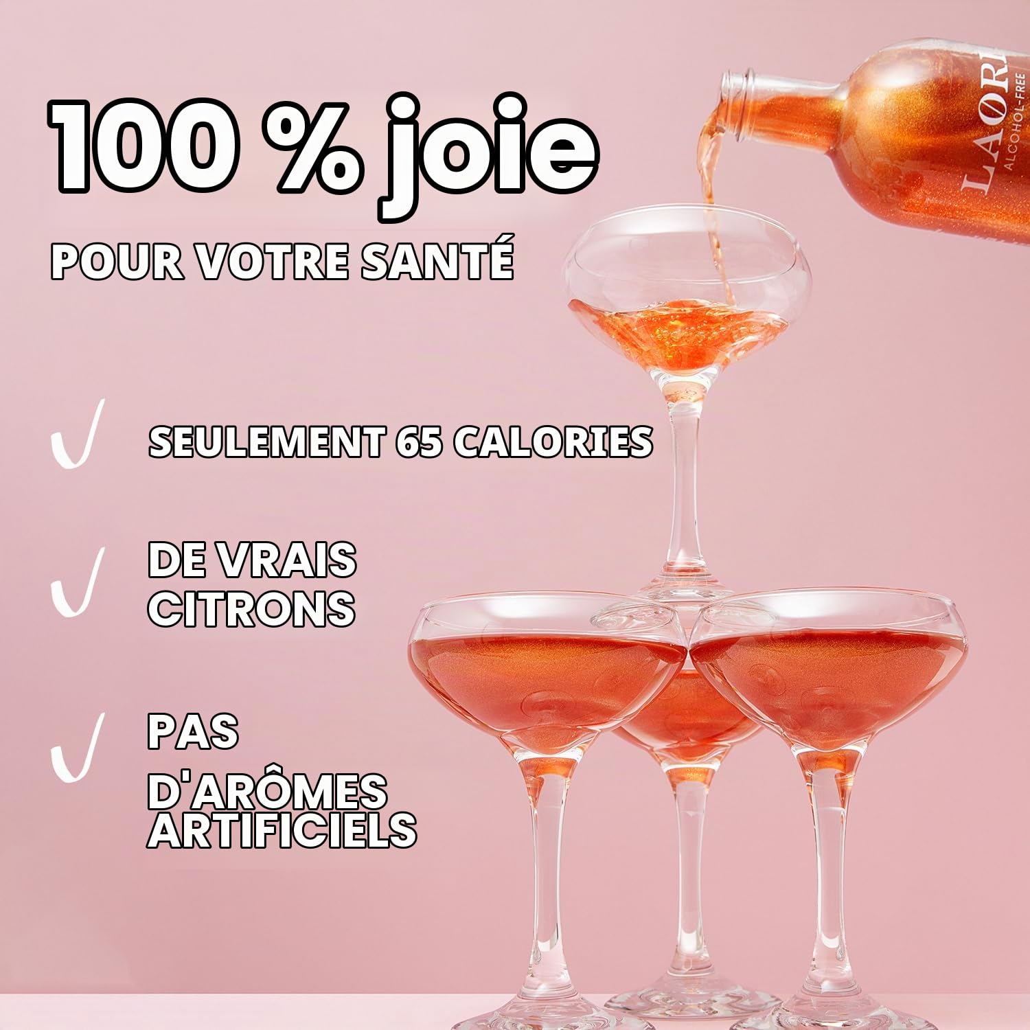Laori Spritz pailleté sans alcool | Apéritif sans alcool à paillettes sans arômes artificiels | Colorants végétaux | Parfait pour Spritz | Goût d'orange+pamplemousse | Seulement 65 kcal