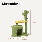 Amazon Basics Cactus Arbre de chat pour l'intérieur Chats et chatons, poste de scratch avec perche courbée et condo de chat cozy, balle interactive de danse,30.7” (77.9cm) H, vert