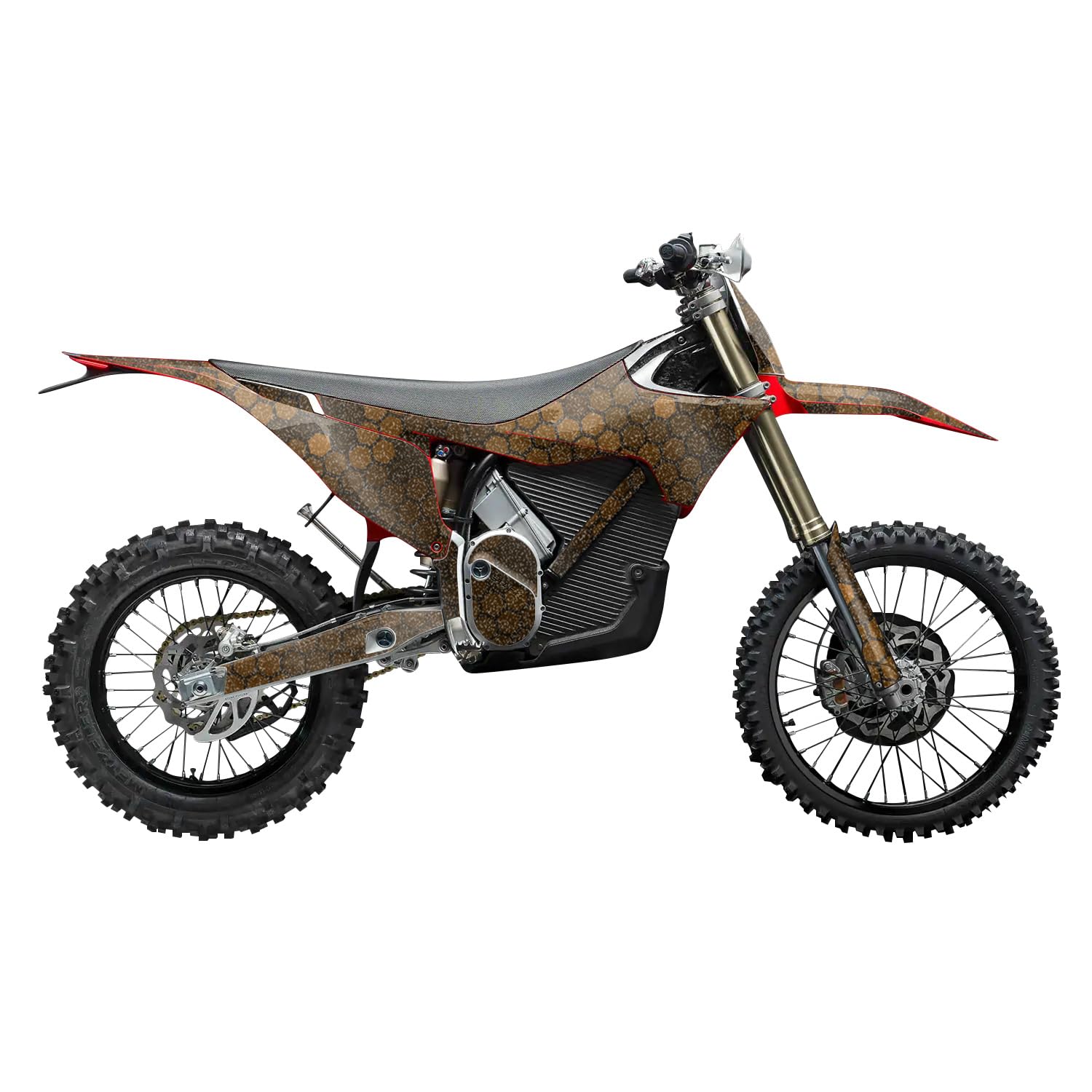 Glossy Glitter Stark Varg MX 2023-2025 Graphics Kit Wrap - Orange Hexa Camo - Varg MX Skin - Premium 3M Vinyl Protective Wrap Decal Cover - Easy to Apply | Crafted in The USA by MightySkins