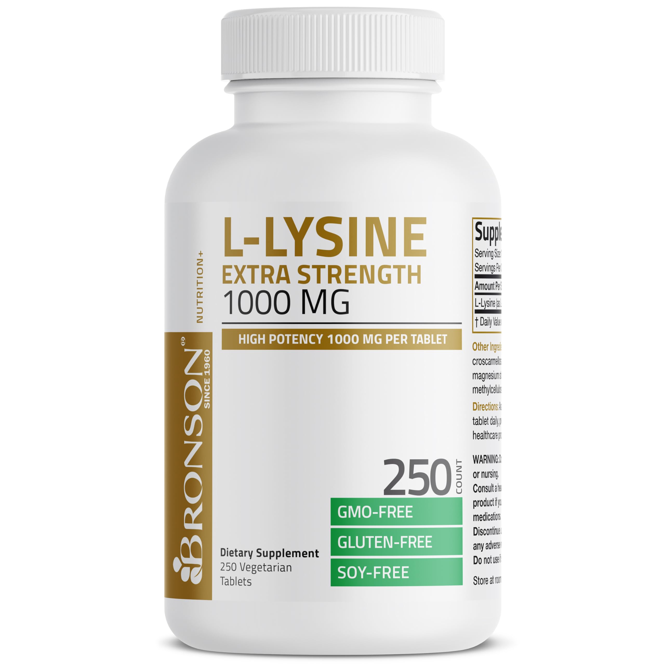 Bronson L-Lysine Extra Strength 1000 mg, 250 Vegetarian Tablets — Amazon image 3