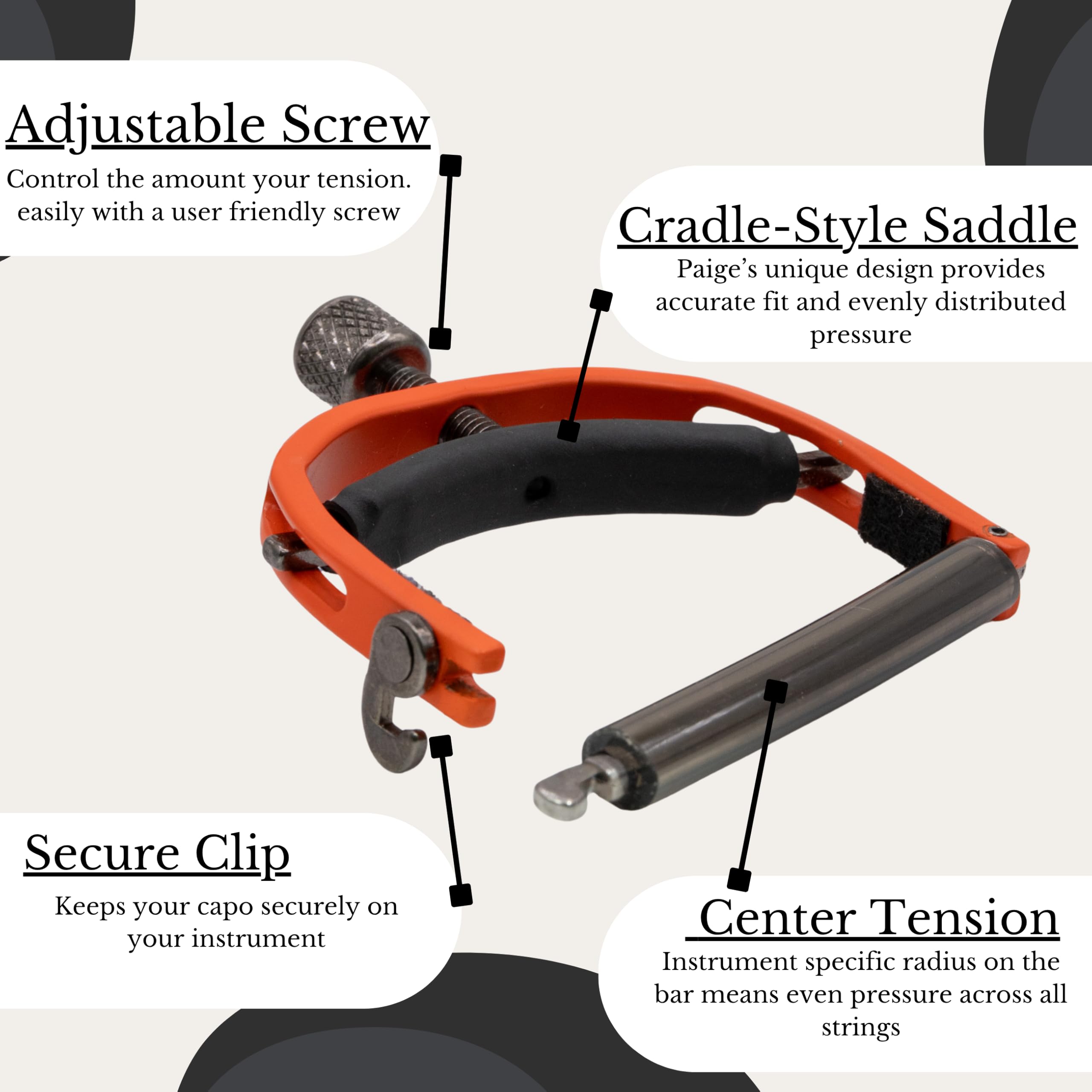 Gitarren Kapodaster für Akustikgitarre 6 Saiten - Premium Kapodaster für Akustik | Leicht einstellbarer Kapodaster für 6 Saiten Gitarre | Ultradünnes, summfreies Design | Idealer Gitarrenkapodaster