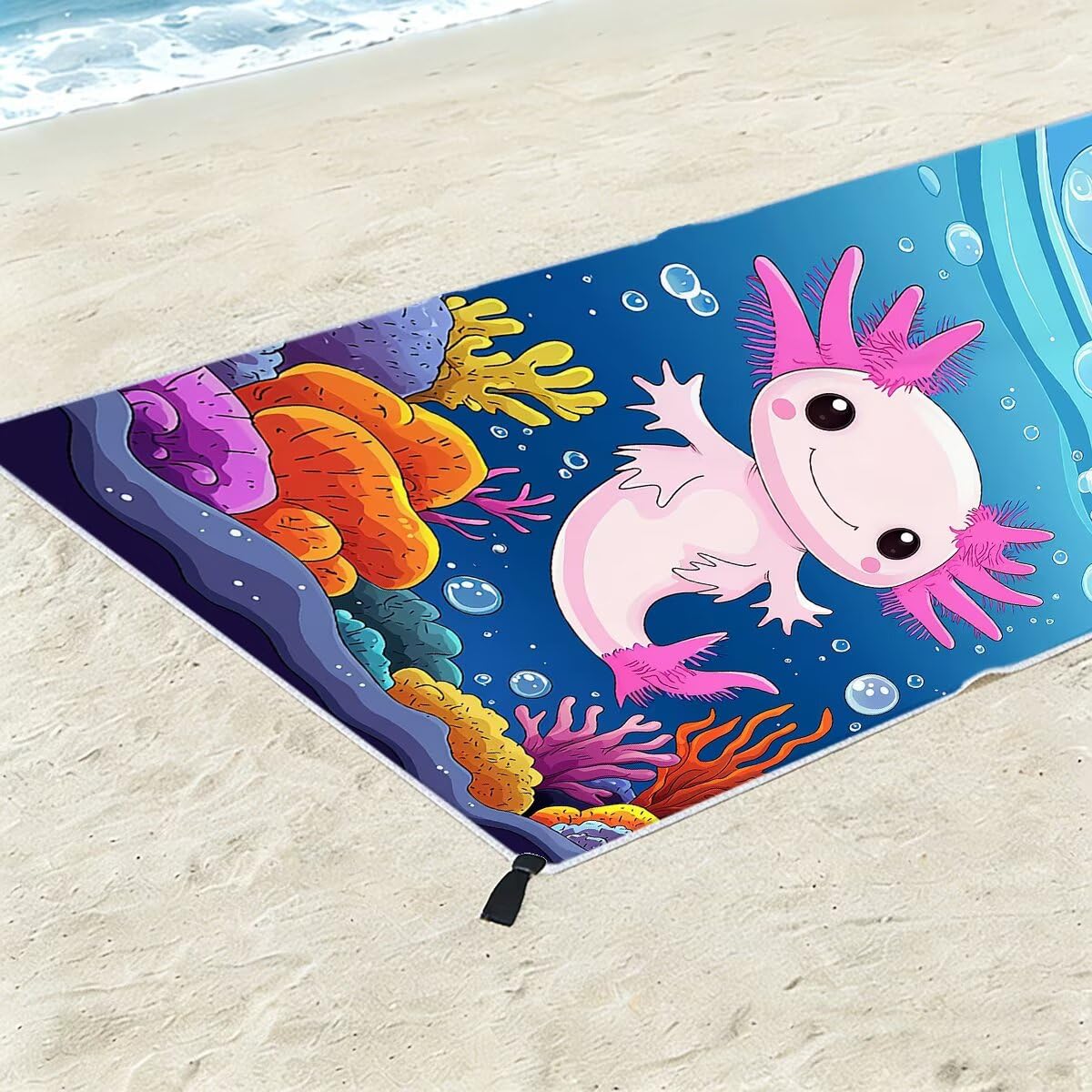 Ręcznik plażowy uroczy 90 x 200 cm, bardzo duży ręcznik z mikrofibry, 2 szt., bez piasku, ręczniki plażowe z mikrofibry dla dorosłych niezbędne w podróży, lekkie, szybkoschnące, ponczo do pływania