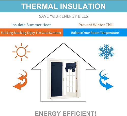 Miniatura 6 de RYB HOME - Cortina opaca para puerta francesa, brinda privacidad y aislamiento térmico, para puerta principal, vidrio o patio, 34 pulgadas de ancho