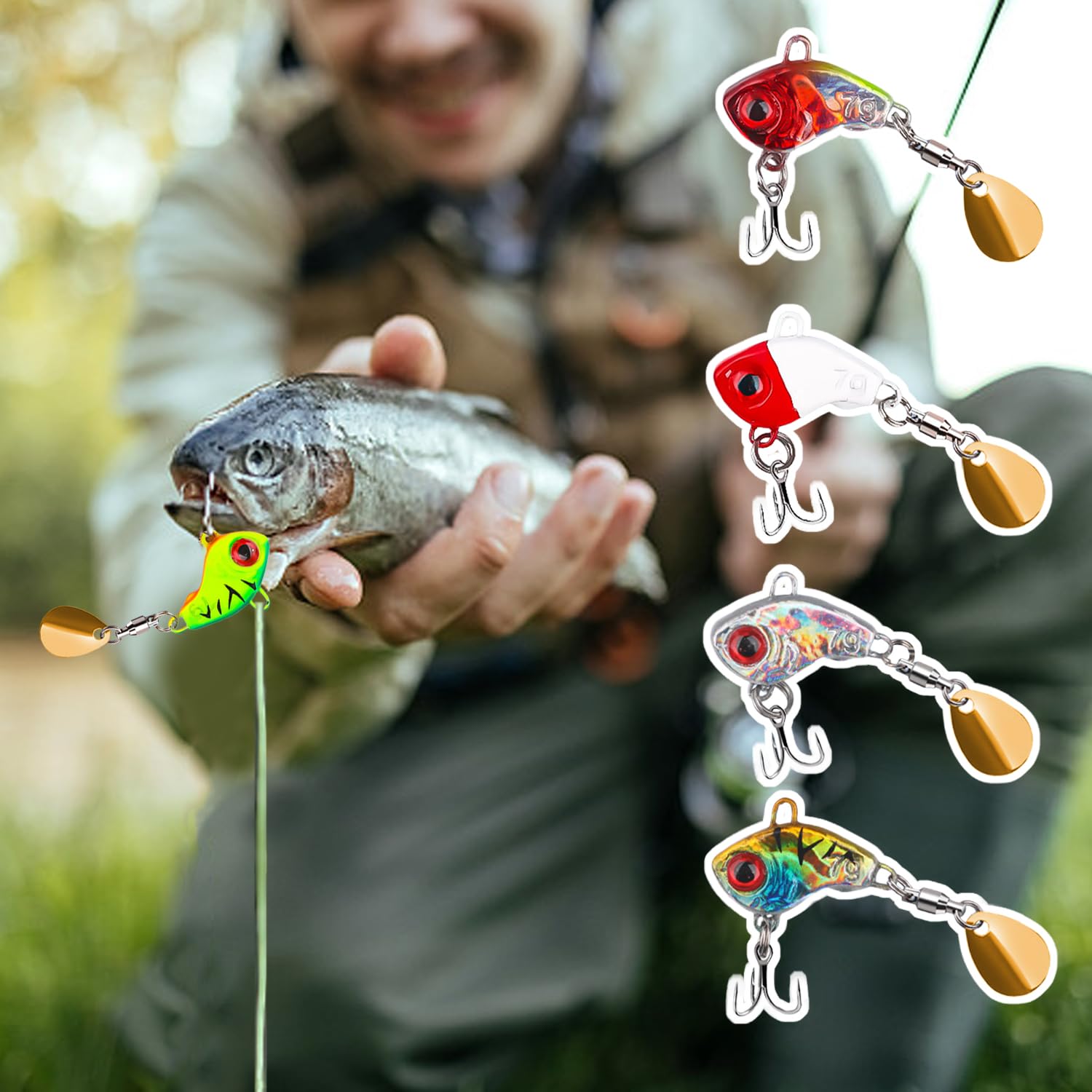 5 Piezas De Cebo Falso, 10 Piezas De Protectores De Anzuelos, Cebo con Forma De Animal, Herramientas De Pesca Salvaje, Juego De Anzuelos Artísticos, Adecuado para Percas Y Salmones.
