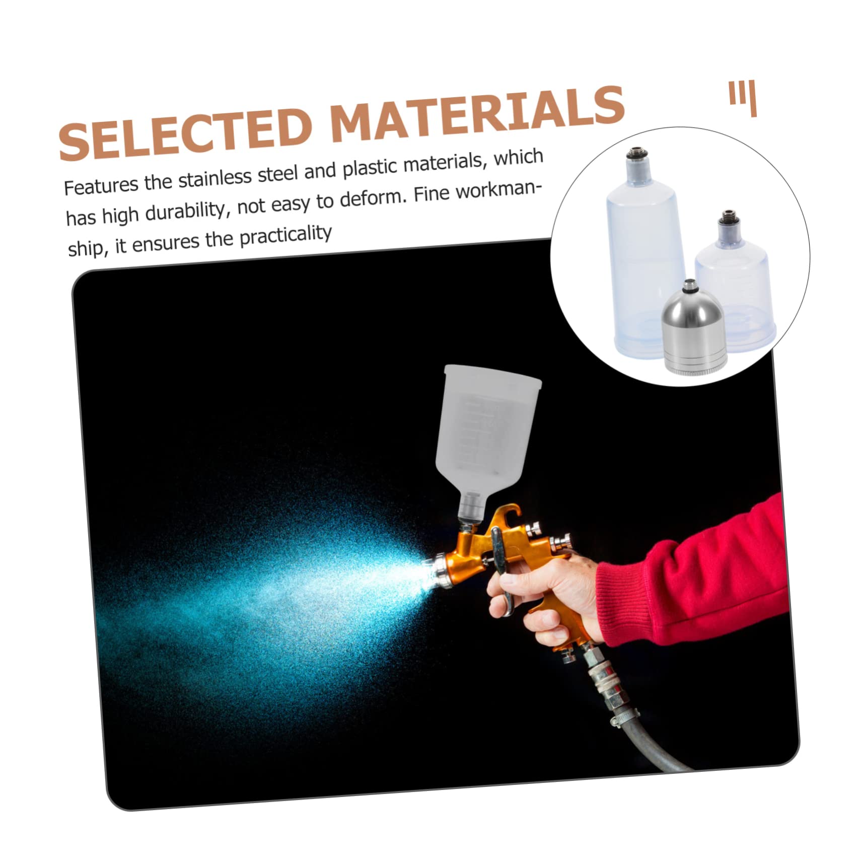 LABRIMP 3pcs airbrush replacement pot airbrush pigment container replaceable airbrush pigment cup art paint bottle clear container empty paint portion bottle Bottled Oxygen injection Metal