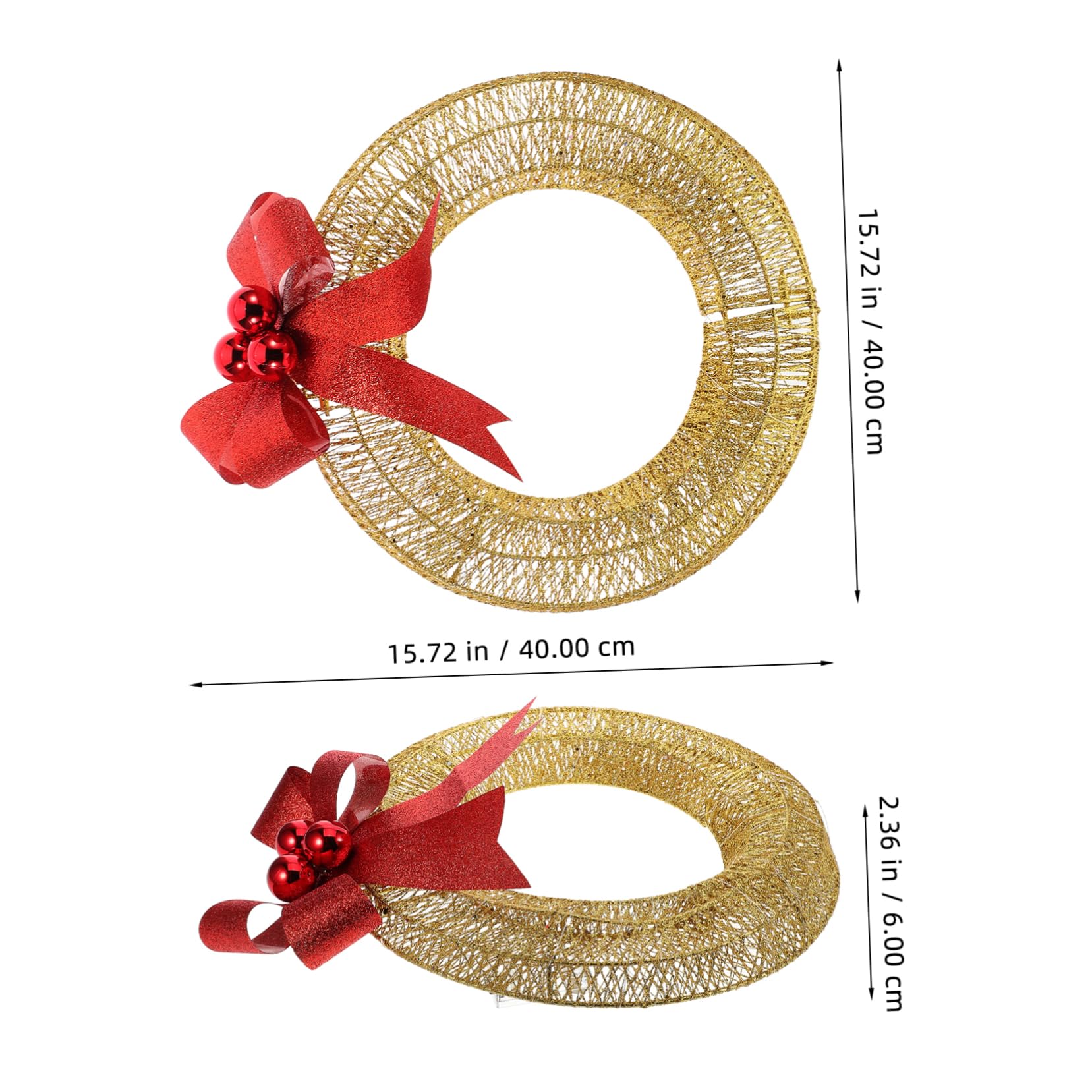Festlicher Weihnachtskranz 40cm Metall Mit Led Beleuchtung Warmweiß Weihnachts Türdekoration Außen Innen Beleuchteter Türkranz Mit Goldener Schleife
